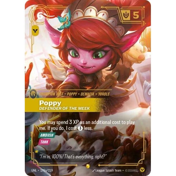 Image for Poppy - Defender of the Meek (Alternate Art) (178a/219) (Unleashed) - Riftbound: League of Legends Trading Card Game
