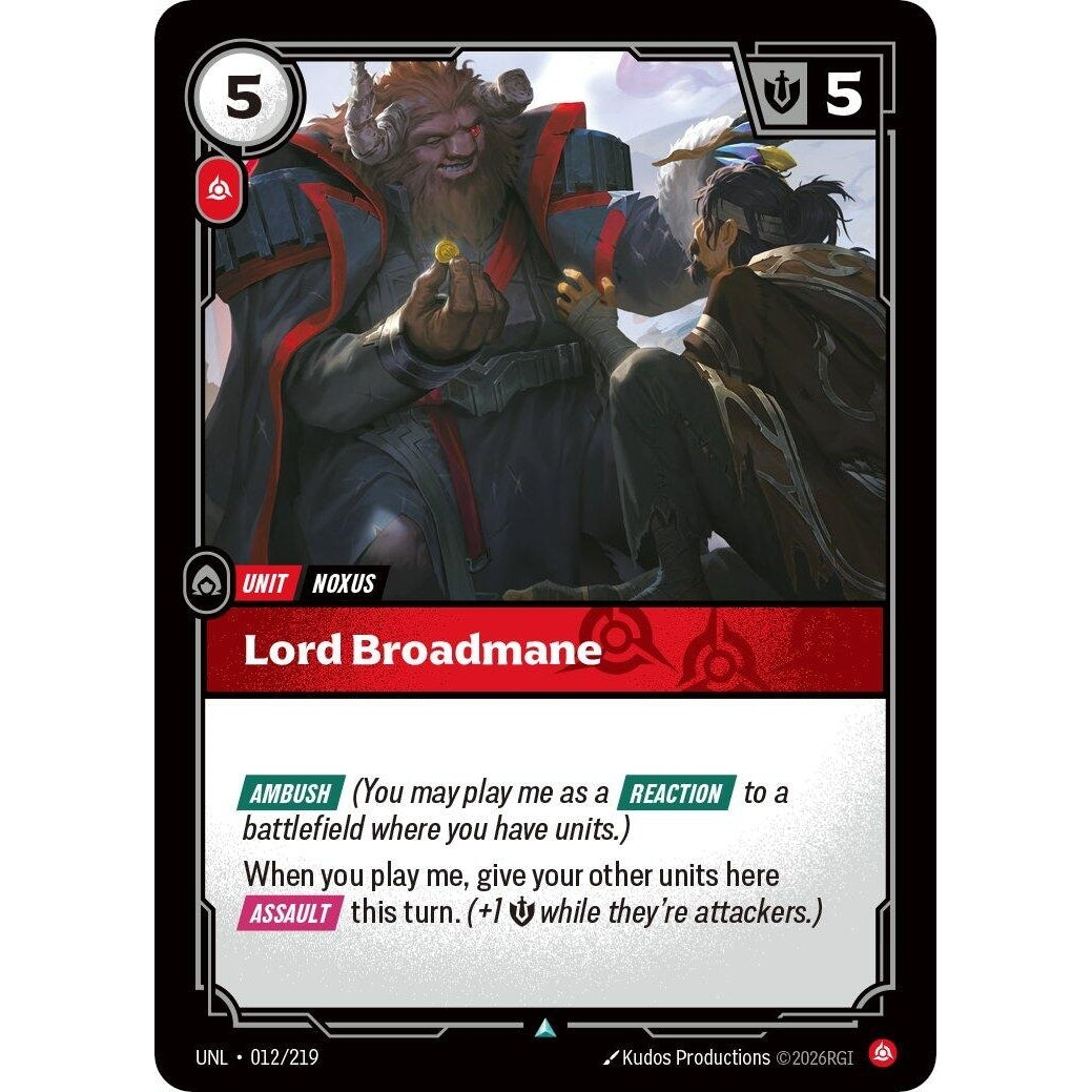 Image for Lord Broadmane (012/219) (Unleashed) - Riftbound: League of Legends Trading Card Game