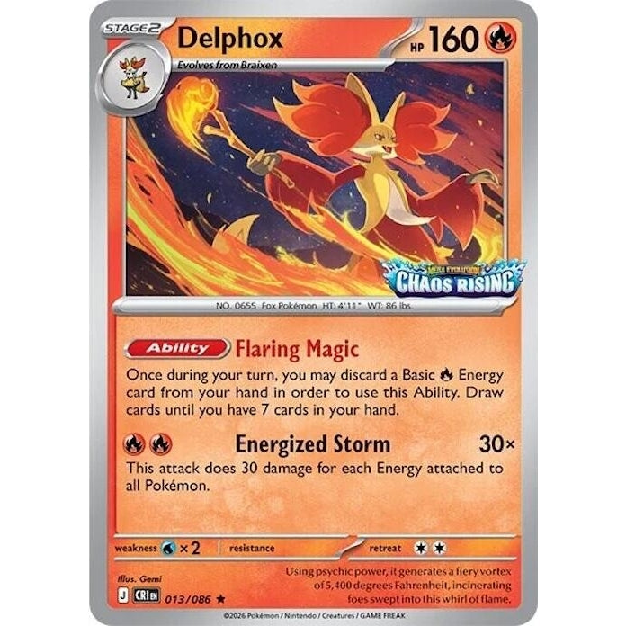 Delphox - 013/086 (Chaos Rising Stamped) (013/086) (Miscellaneous Cards & Products) - PokéBox Australia