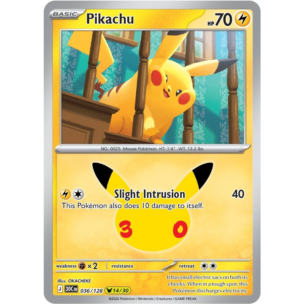 Image for Pikachu (036/128) (ME: 30th Celebration) (30C) - Pokemon