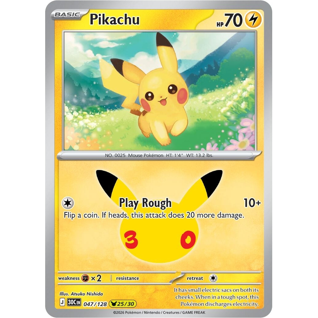 Image for Pikachu (047/128) (ME: 30th Celebration) (30C) - Pokemon