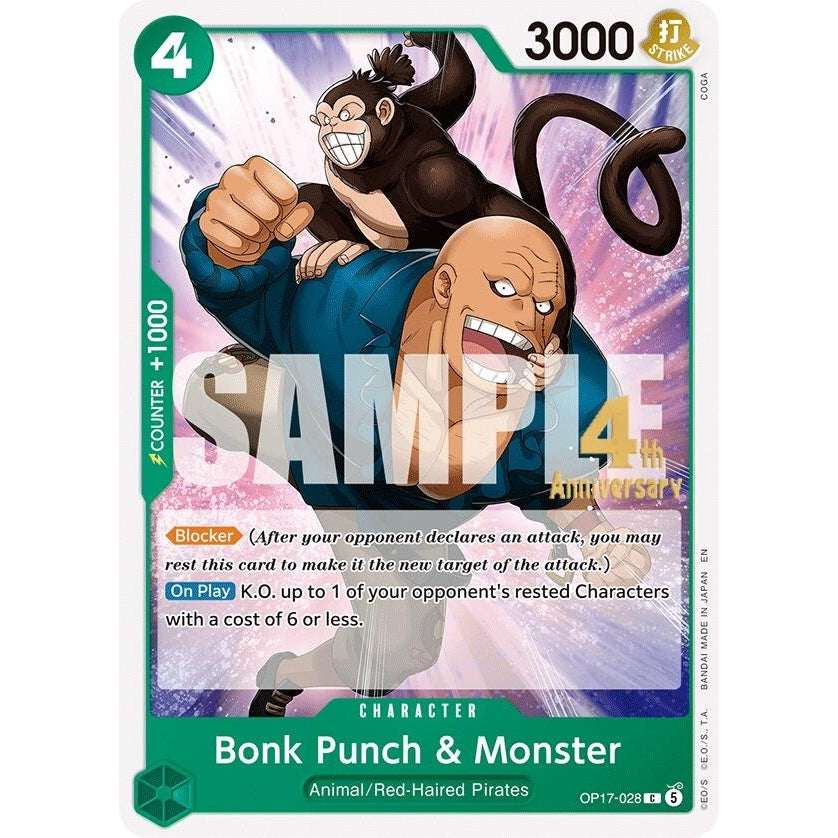 Bonk Punch & Monster (OP17-028) (The World's Strongest Warriors Release Event Cards) - PokéBox Australia