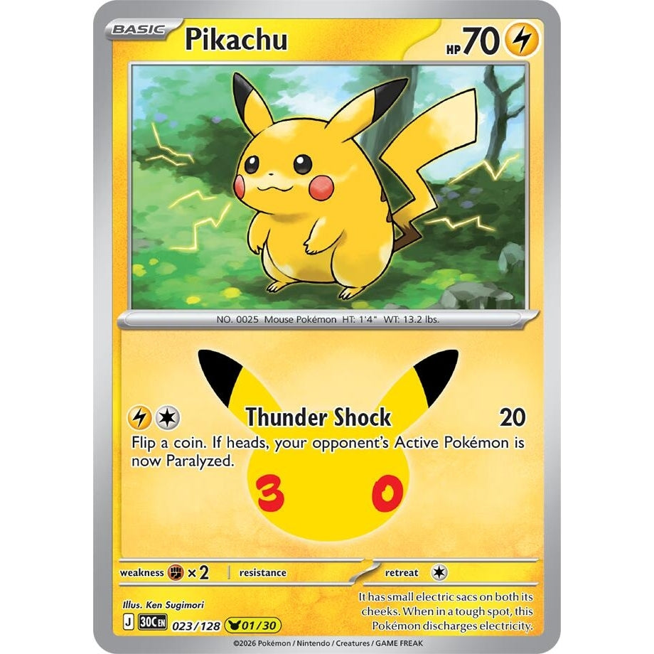 Image for Pikachu (023/128) (ME: 30th Celebration) (30C) - Pokemon