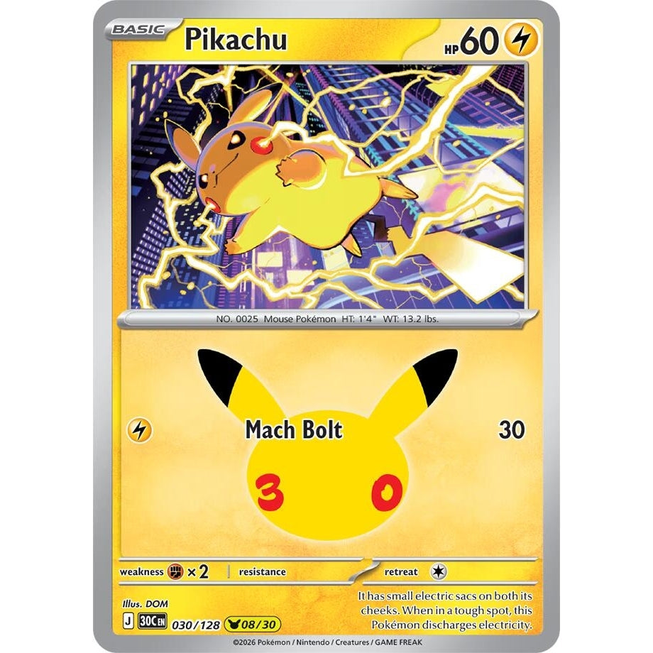 Image for Pikachu (030/128) (ME: 30th Celebration) (30C) - Pokemon