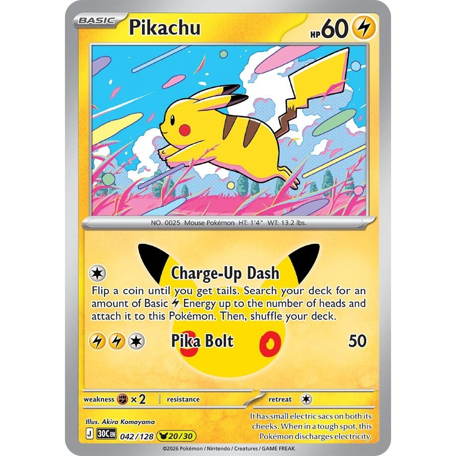 Image for Pikachu (042/128) (ME: 30th Celebration) (30C) - Pokemon