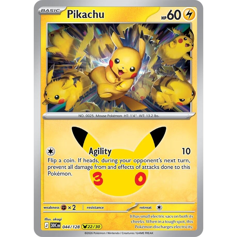 Image for Pikachu (044/128) (ME: 30th Celebration) (30C) - Pokemon
