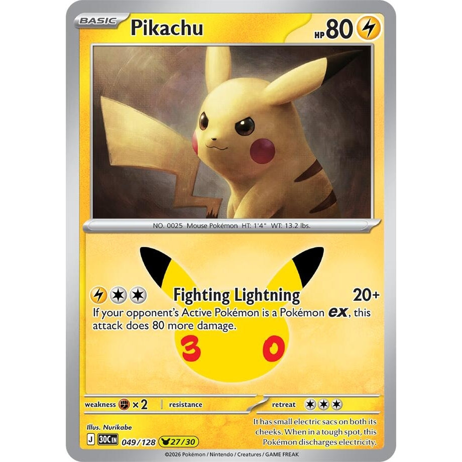 Image for Pikachu (049/128) (ME: 30th Celebration) (30C) - Pokemon