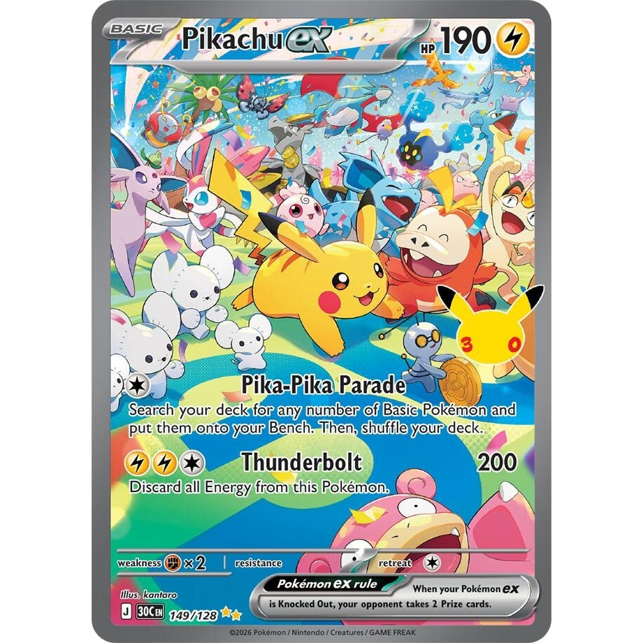 Image for Pikachu ex (149/128) (ME: 30th Celebration) (30C) - Pokemon