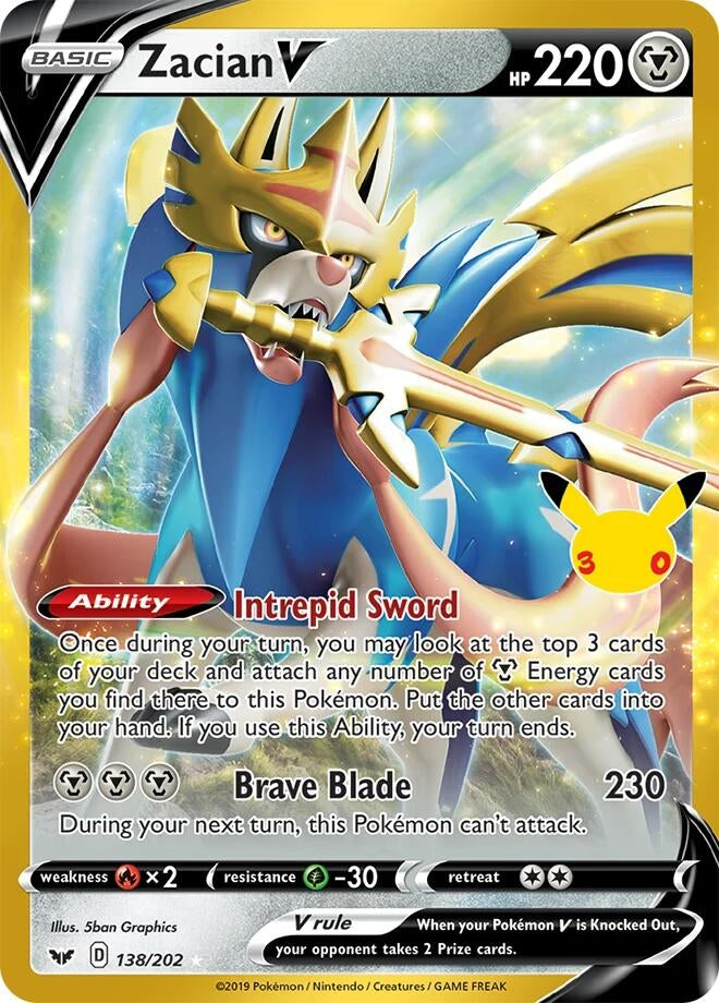 Image for Zacian V (138/202) (ME: 30th Celebration Classic Collection) (30C) - Pokemon