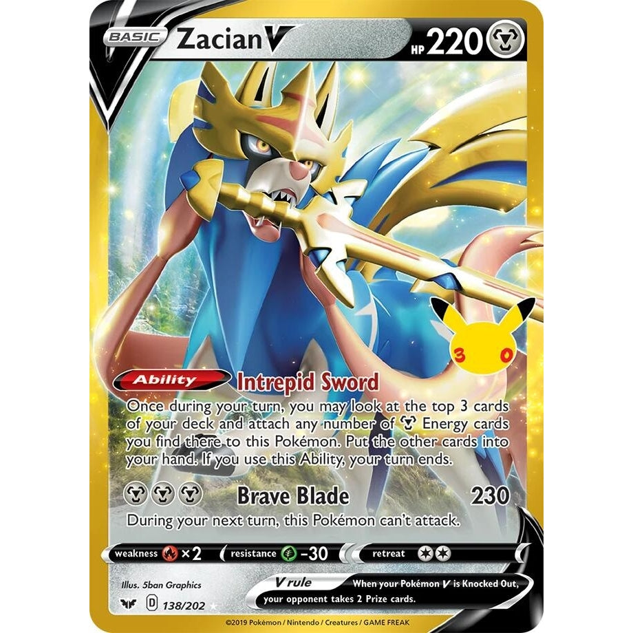 Image for Zacian V (138/202) (ME: 30th Celebration Classic Collection) (30C) - Pokemon