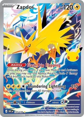 Image for Zapdos (133/128) (ME: 30th Celebration) (30C) - Pokemon