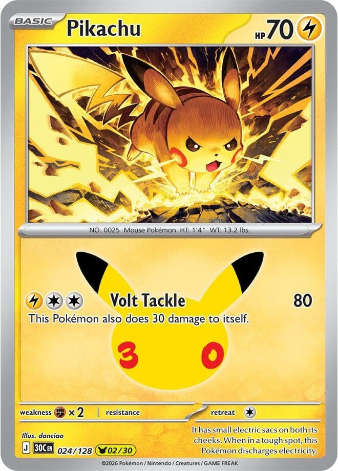 Image for Pikachu (024/128) (ME: 30th Celebration) (30C) - Pokemon