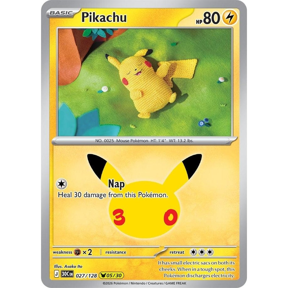 Image for Pikachu (027/128) (ME: 30th Celebration) (30C) - Pokemon