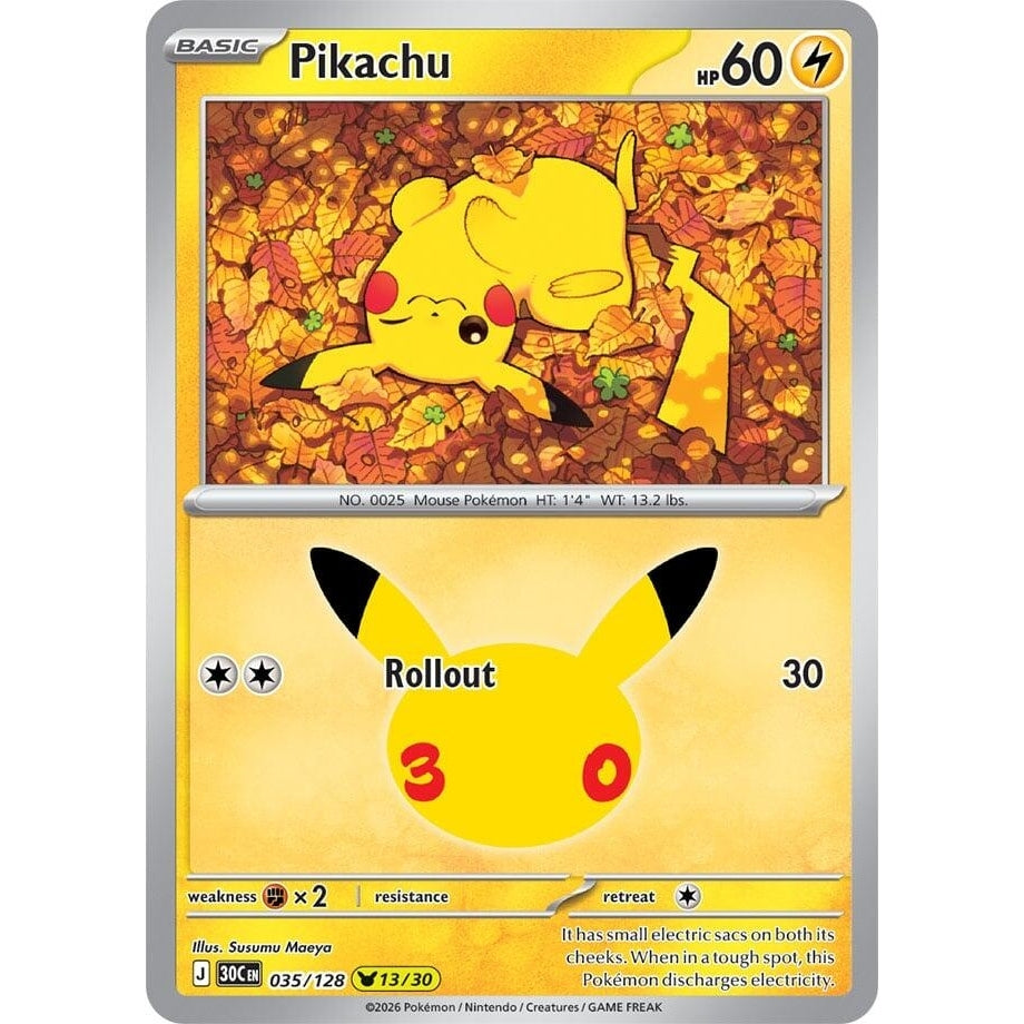 Image for Pikachu (035/128) (ME: 30th Celebration) (30C) - Pokemon