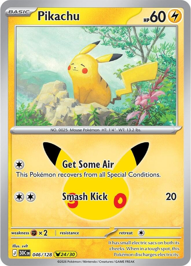 Image for Pikachu (046/128) (ME: 30th Celebration) (30C) - Pokemon