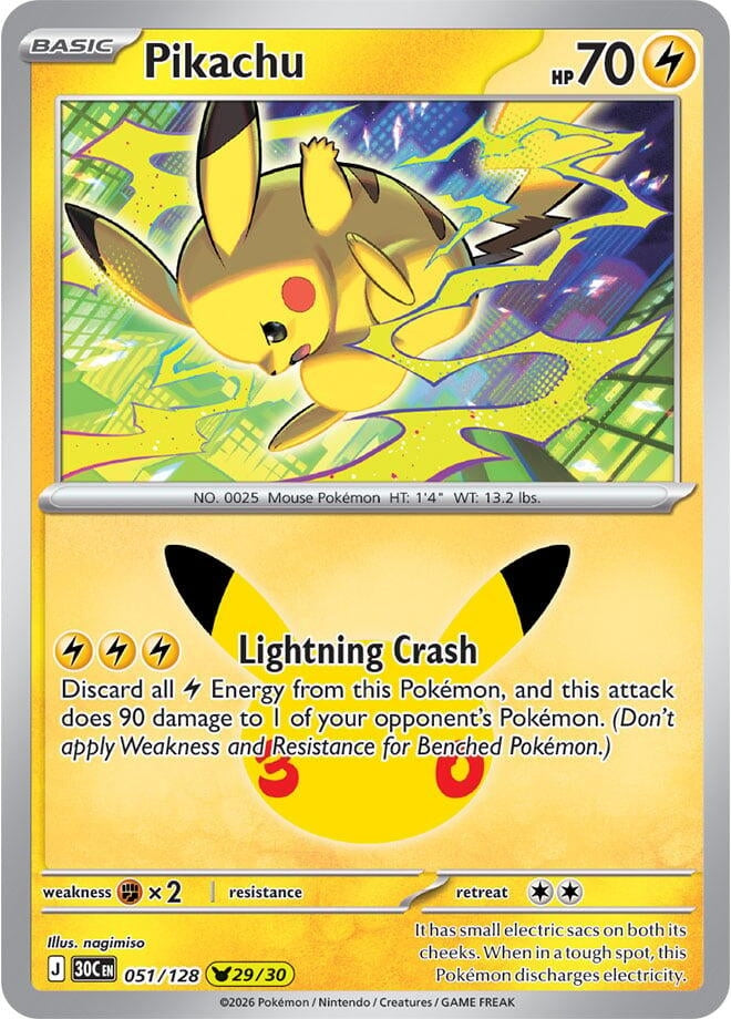 Image for Pikachu (051/128) (ME: 30th Celebration) (30C) - Pokemon