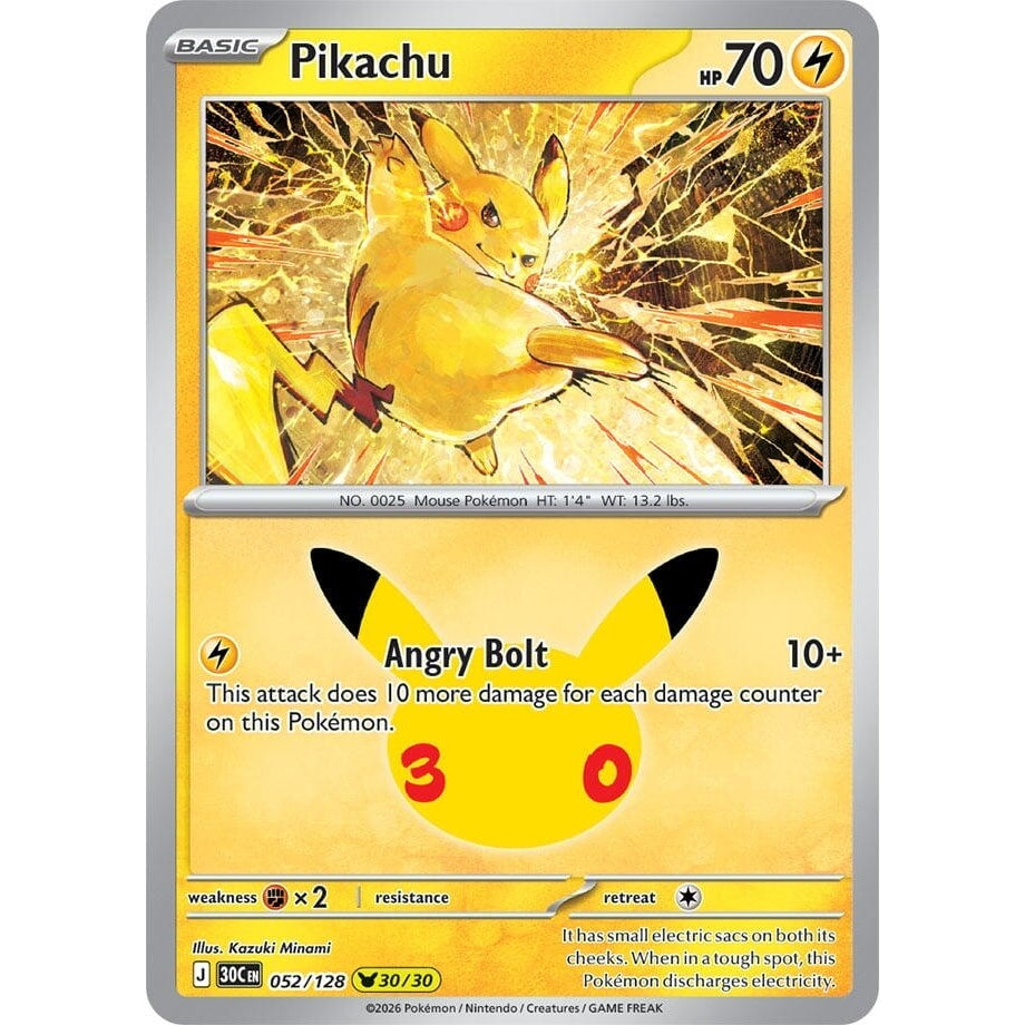 Image for Pikachu (052/128) (ME: 30th Celebration) (30C) - Pokemon