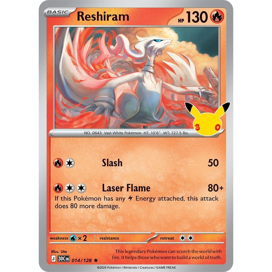Image for Reshiram (014/128) (ME: 30th Celebration) (30C) - Pokemon