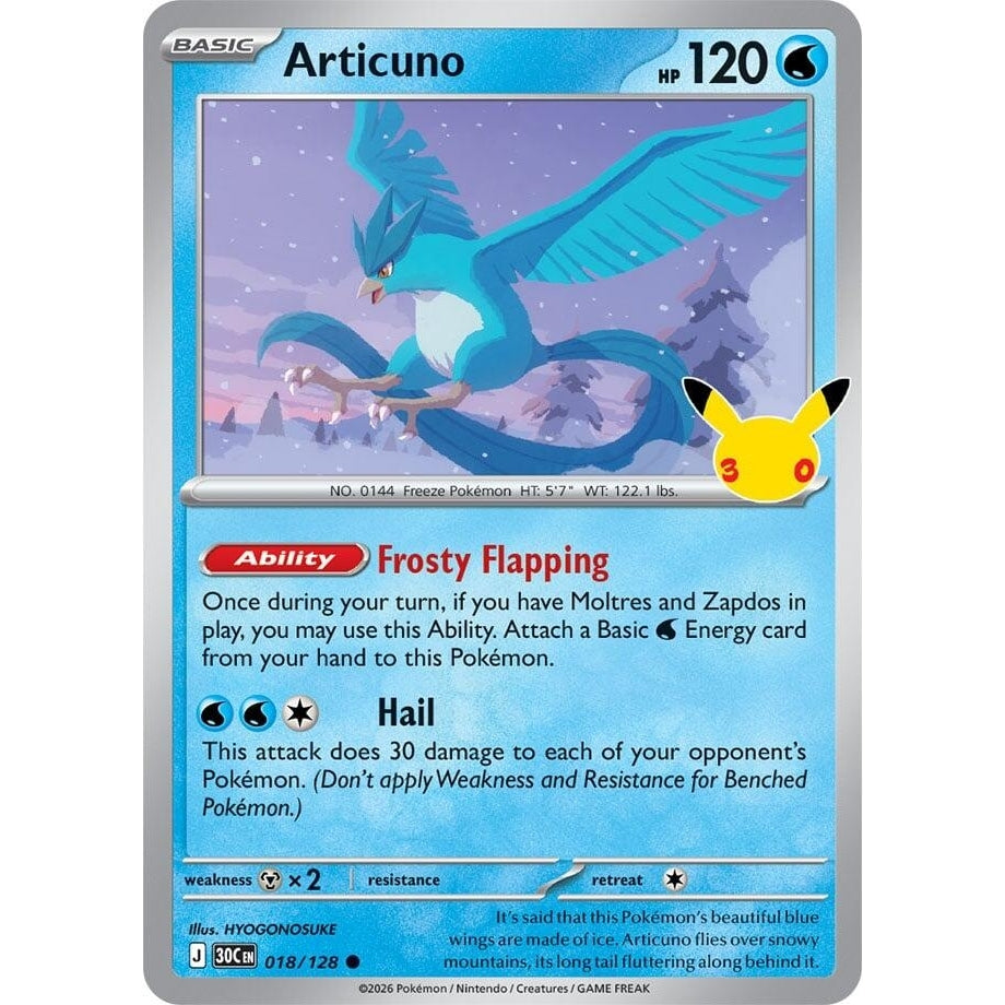 Image for Articuno (018/128) (ME: 30th Celebration) (30C) - Pokemon