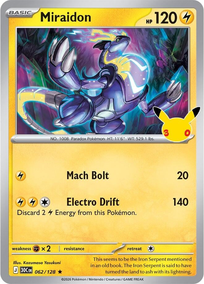 Image for Miraidon (062/128) (ME: 30th Celebration) (30C) - Pokemon