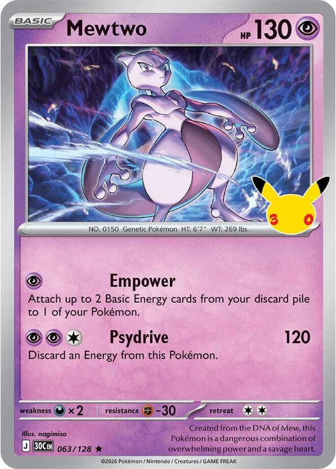 Image for Mewtwo (063/128) (ME: 30th Celebration) (30C) - Pokemon