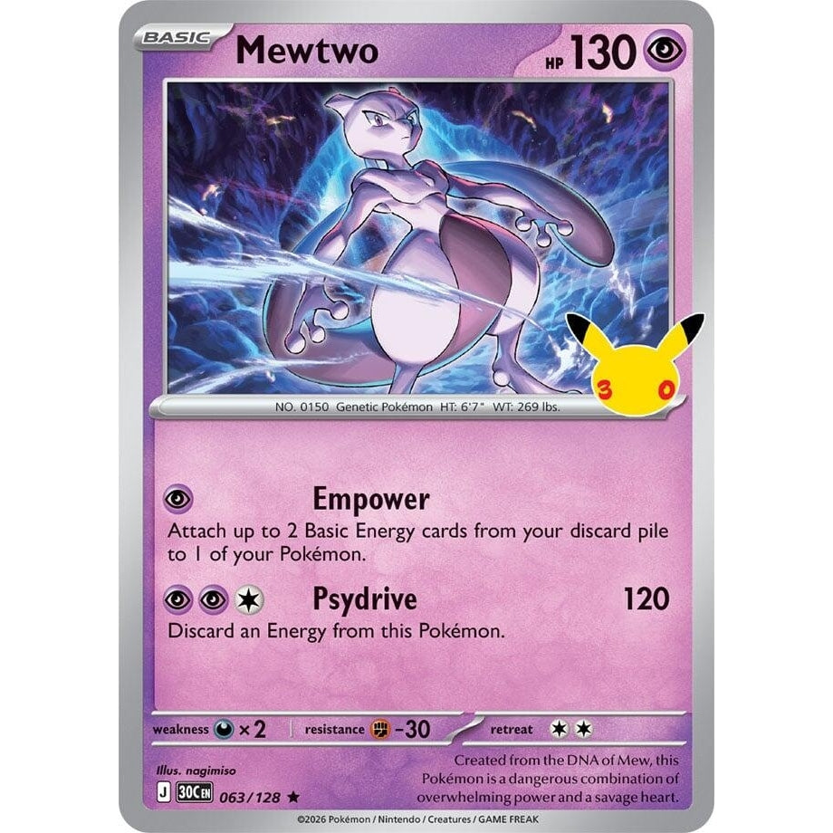 Image for Mewtwo (063/128) (ME: 30th Celebration) (30C) - Pokemon