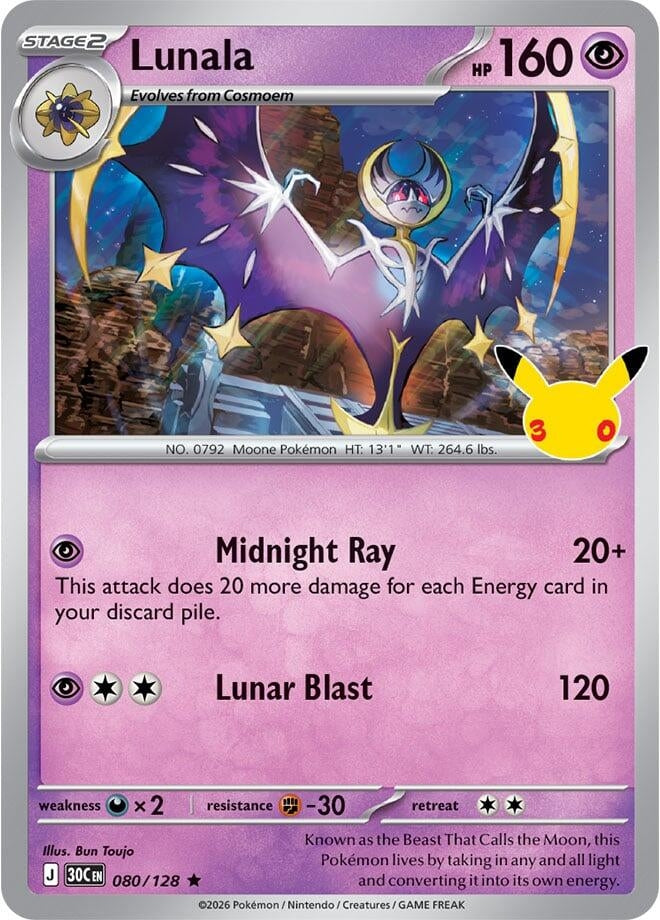 Image for Lunala (080/128) (ME: 30th Celebration) (30C) - Pokemon