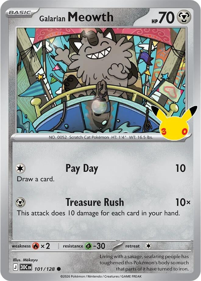 Image for Galarian Meowth (101/128) (ME: 30th Celebration) (30C) - Pokemon
