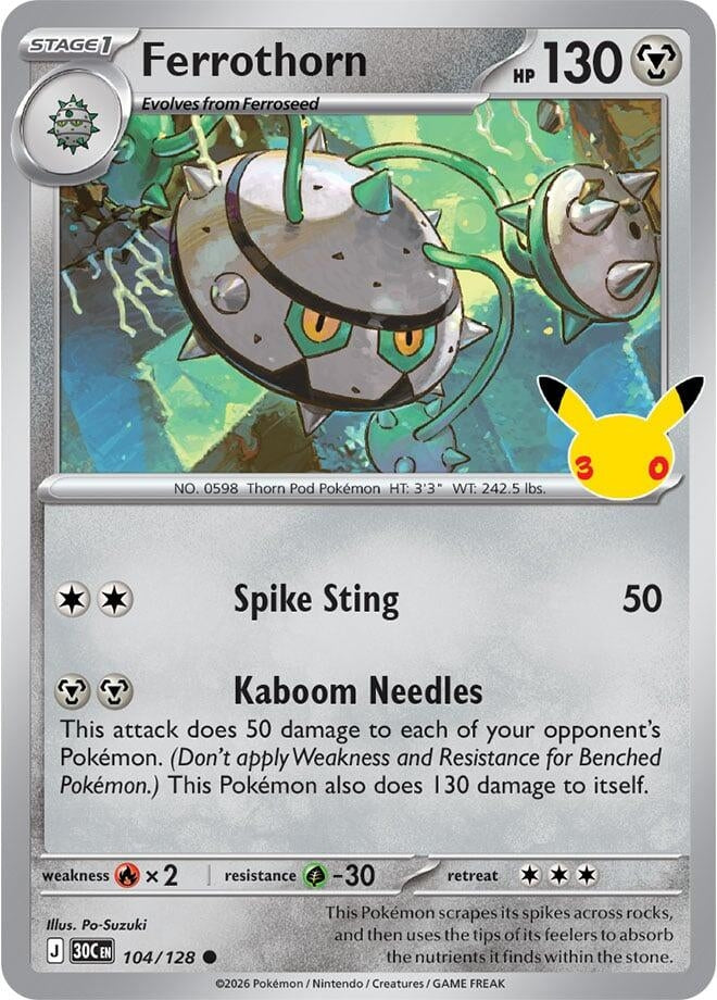 Image for Ferrothorn (104/128) (ME: 30th Celebration) (30C) - Pokemon