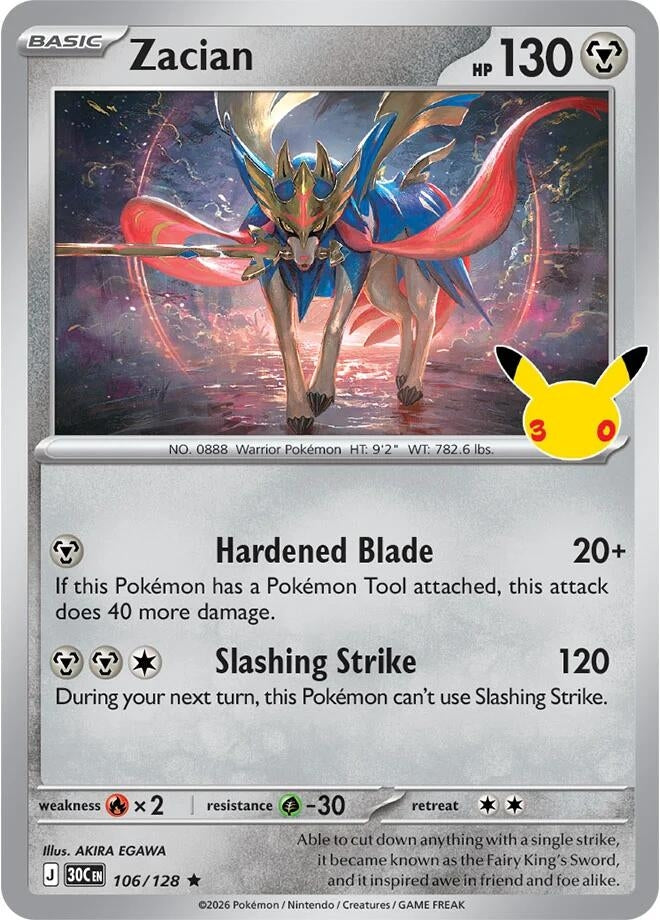 Image for Zacian (106/128) (ME: 30th Celebration) (30C) - Pokemon