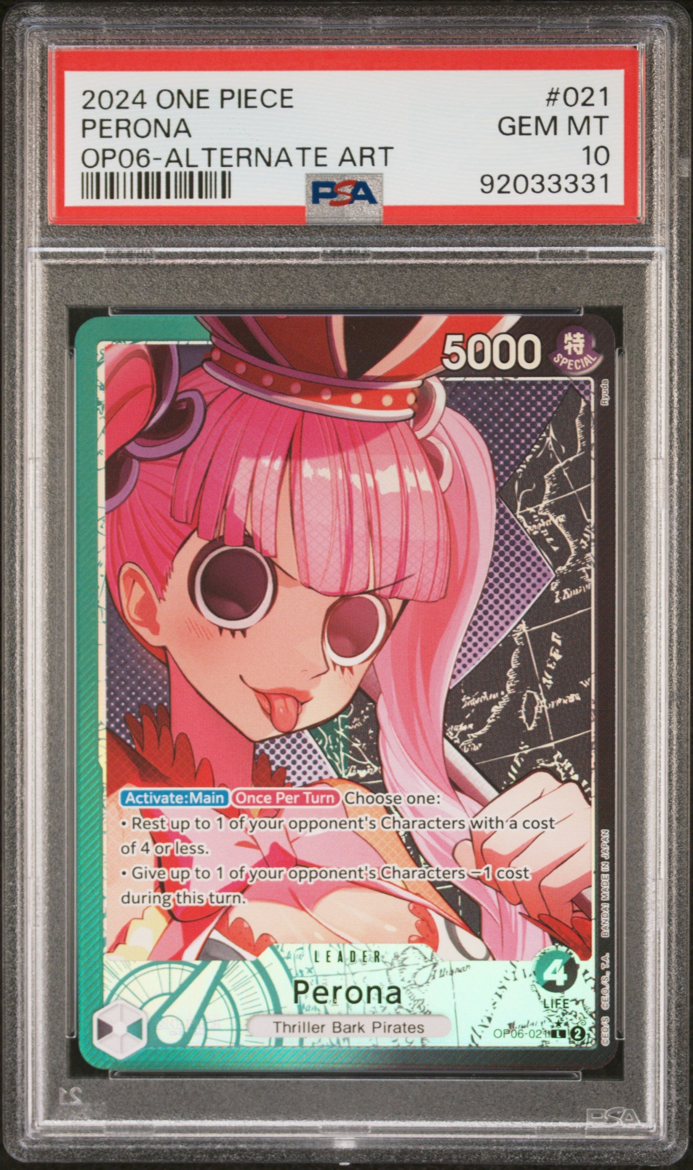 PSA GEM MT 10 - 2024 ONE PIECE OP06-WINGS OF THE CAPTAIN #021 PERONA ALTERNATE ART - PokéBox Australia