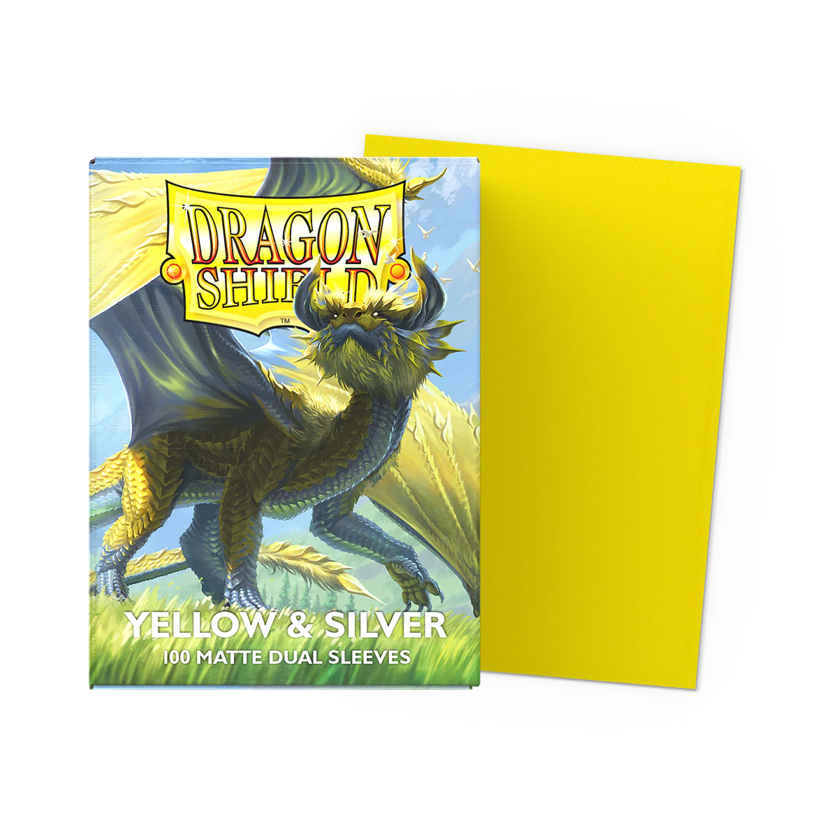 Dragon Shield: Sleeves – Matte Dual – Yellow & Silver - PokéBox Australia