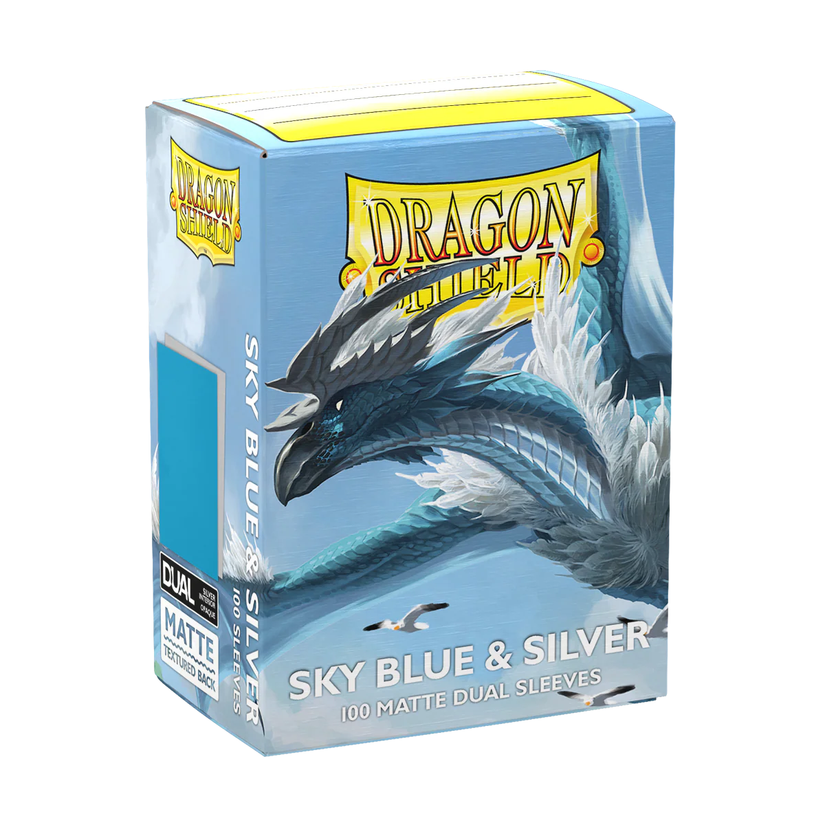 Dragon Shield: Sleeves – Matte Dual – Sky Blue & Silver - PokéBox Australia