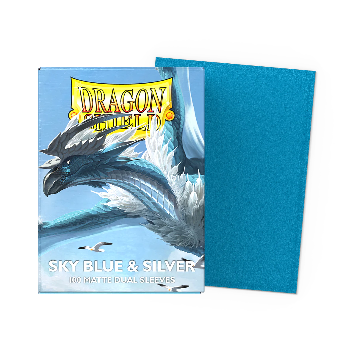 Dragon Shield: Sleeves – Matte Dual – Sky Blue & Silver - PokéBox Australia