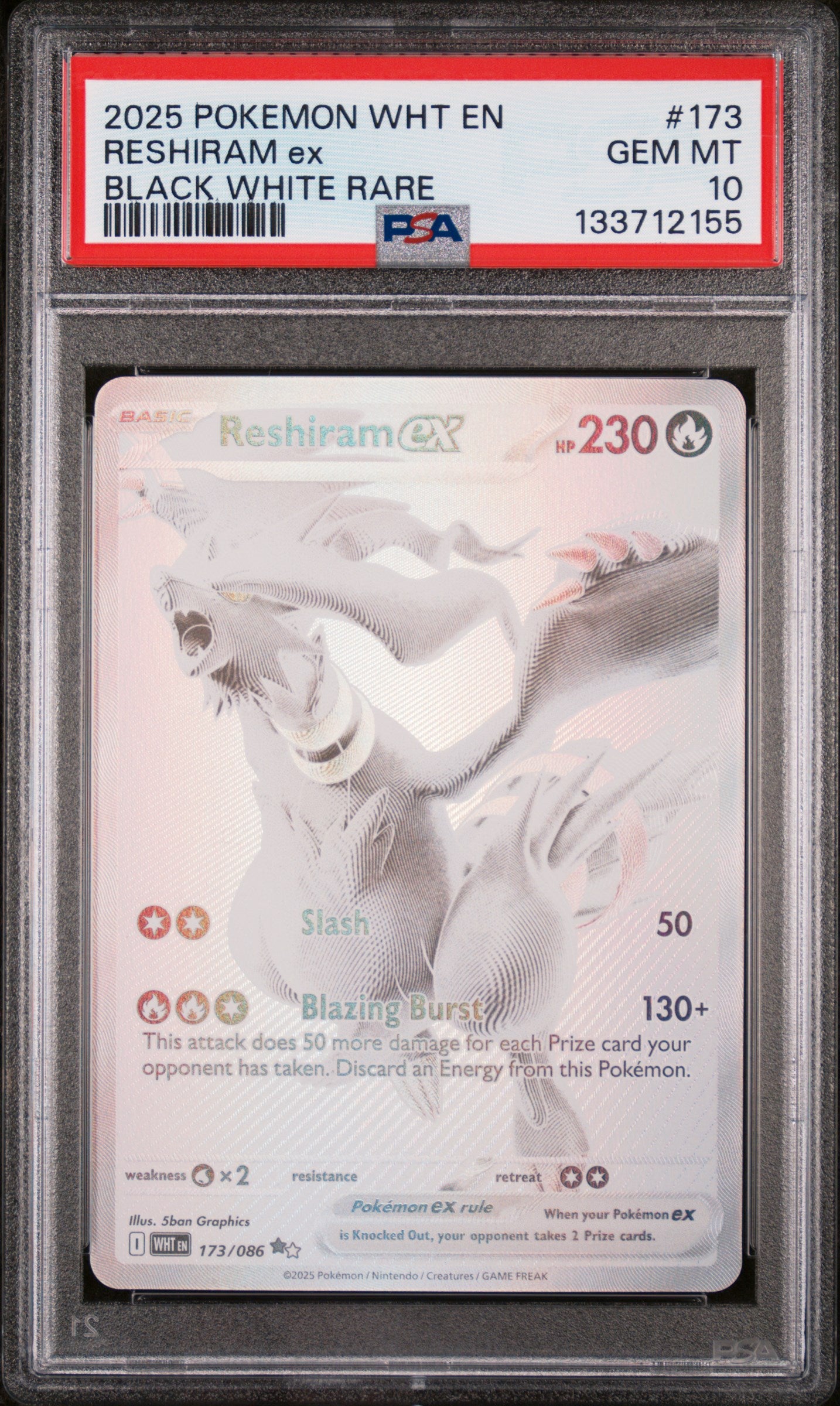PSA GEM MT 10 - RESHIRAM ex BLACK WHITE RARE 2025 POKEMON WHT EN-WHITE FLARE - PokéBox Australia