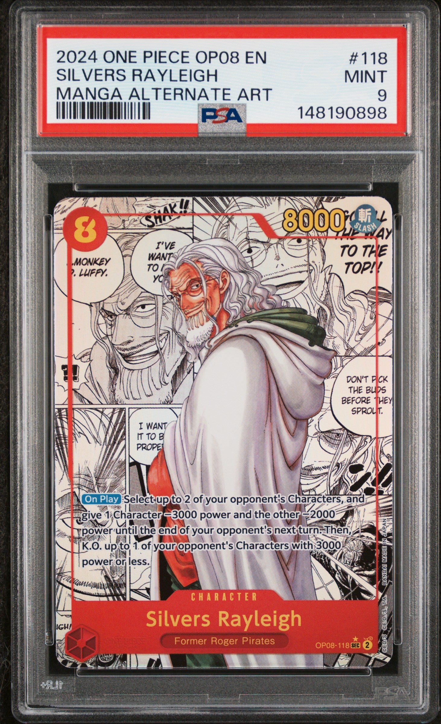 PSA MINT 9 - 2024 ONE PIECE OP08-TWO LEGENDS #118 SILVERS RAYLEIGH MANGA ALTERNATE ART - PokéBox Australia