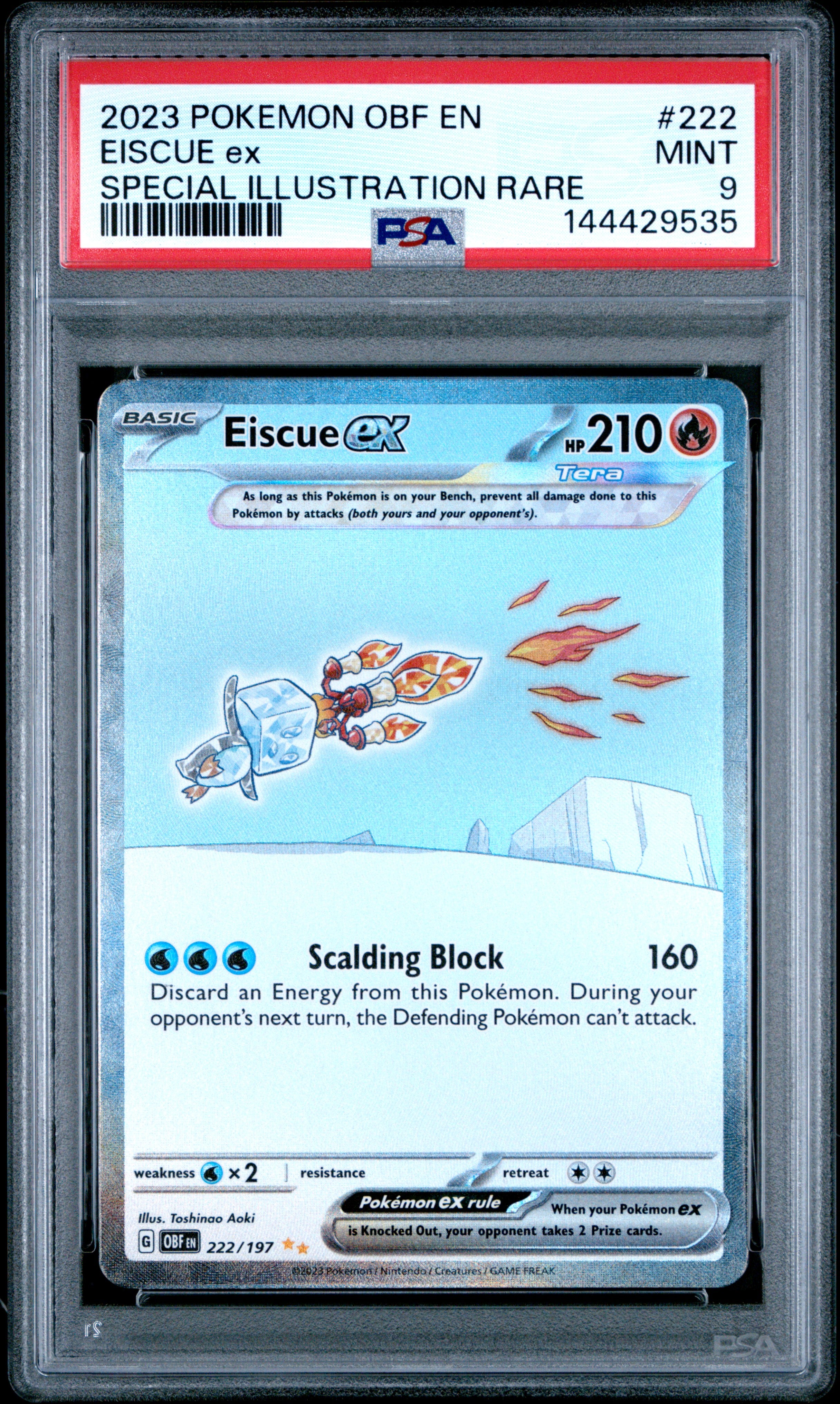 PSA MINT 9 - 2023 POKEMON OBF EN-OBSIDIAN FLAMES #222 EISCUE ex SPECIAL ILLUSTRATION RARE - PokéBox Australia