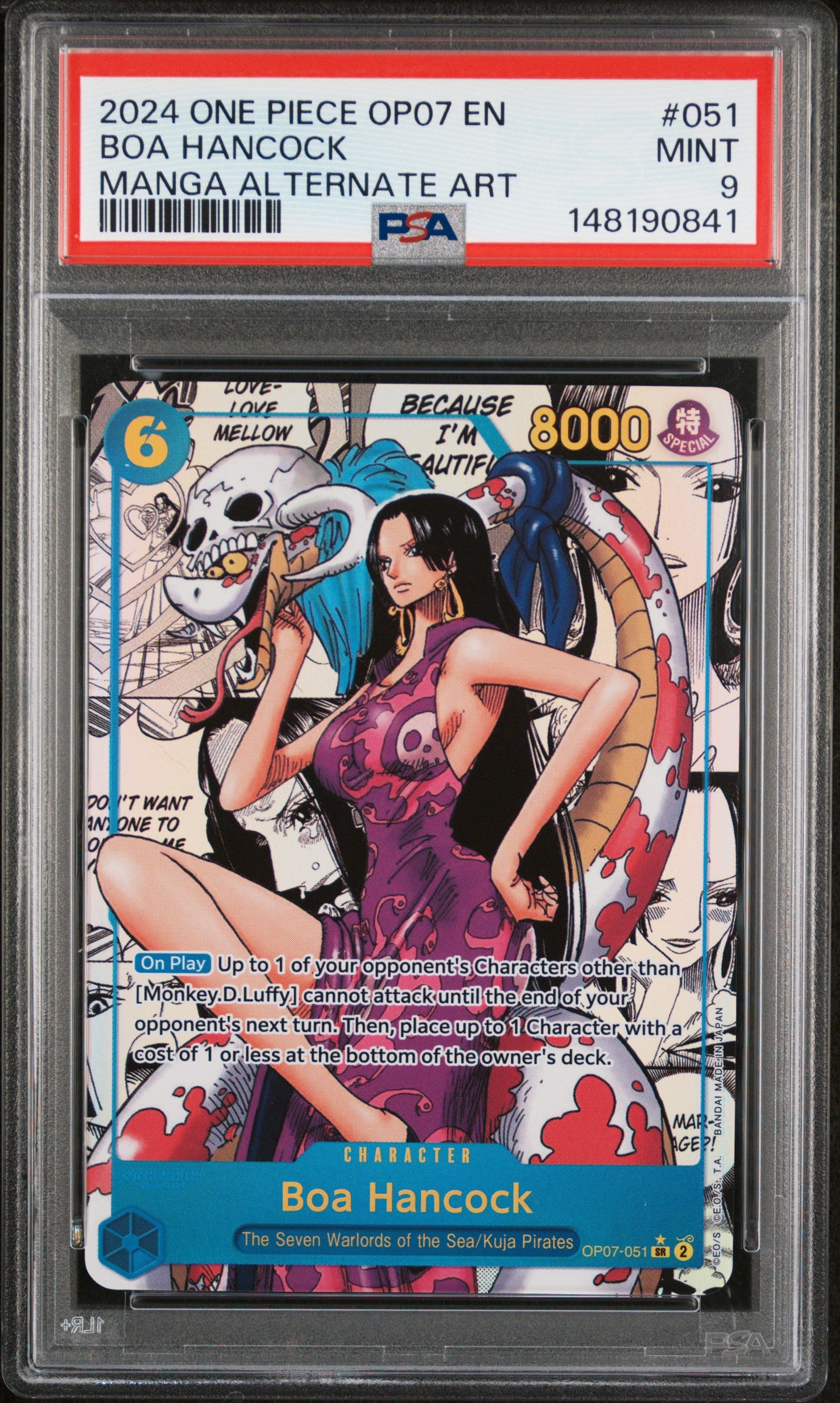 PSA MINT 9 - 2024 ONE PIECE OP07-500 YEARS IN THE FUTURE #051 BOA HANCOCK MANGA ALTERNATE ART - PokéBox Australia