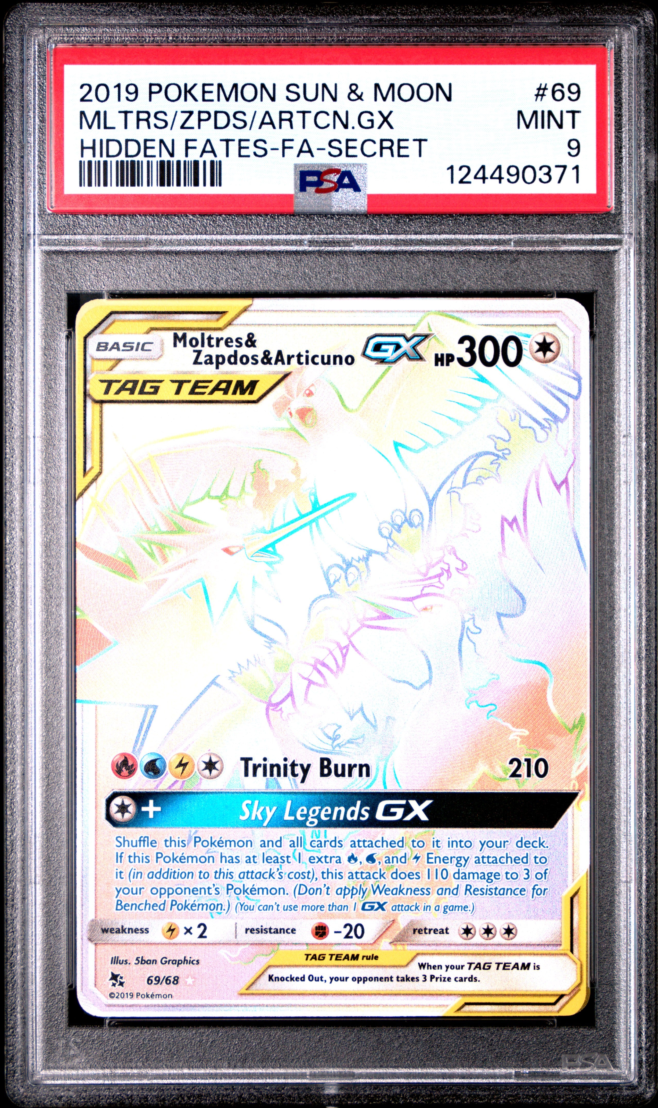PSA MINT 9 - 2019 POKEMON SUN & MOON HIDDEN FATES #69 MLTRS/ZPDS/ARTCN.GX HIDDEN FATES-FA-SECRET - PokéBox Australia