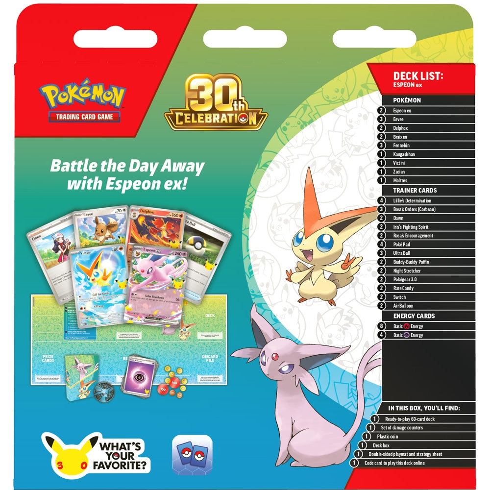 Pokémon TCG: 30th Celebration Battle Deck— Espeon ex / Umbreon ex (Assorted) - PokéBox Australia