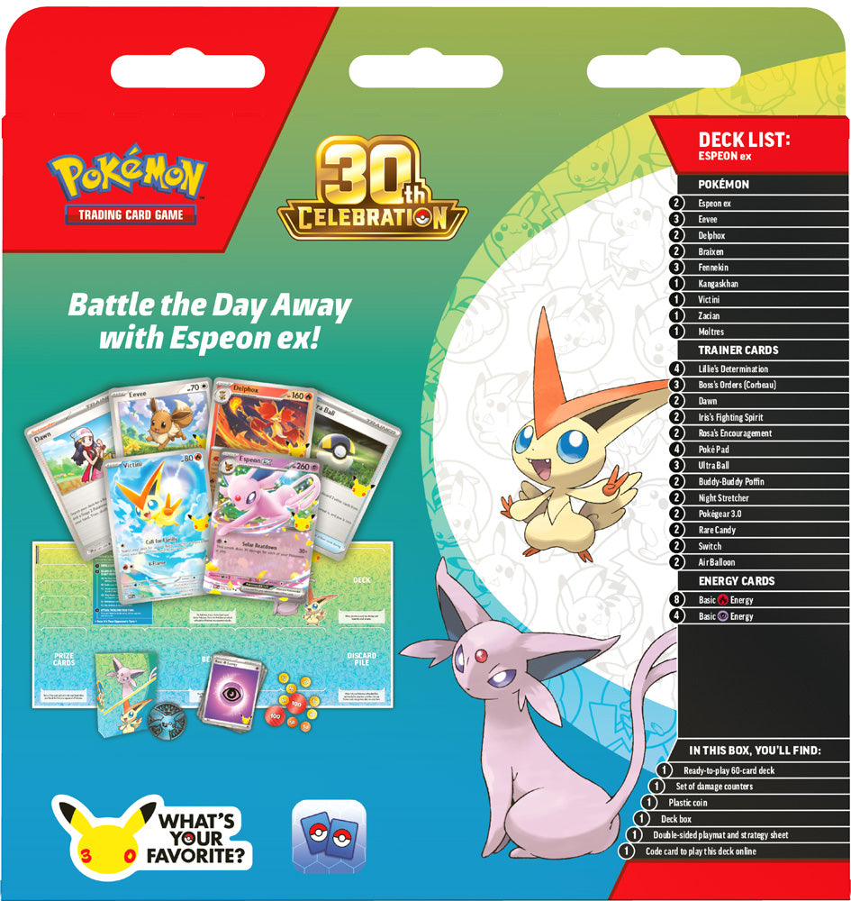 Pokémon TCG: 30th Celebration Battle Deck— Espeon ex / Umbreon ex (Assorted) - PokéBox Australia