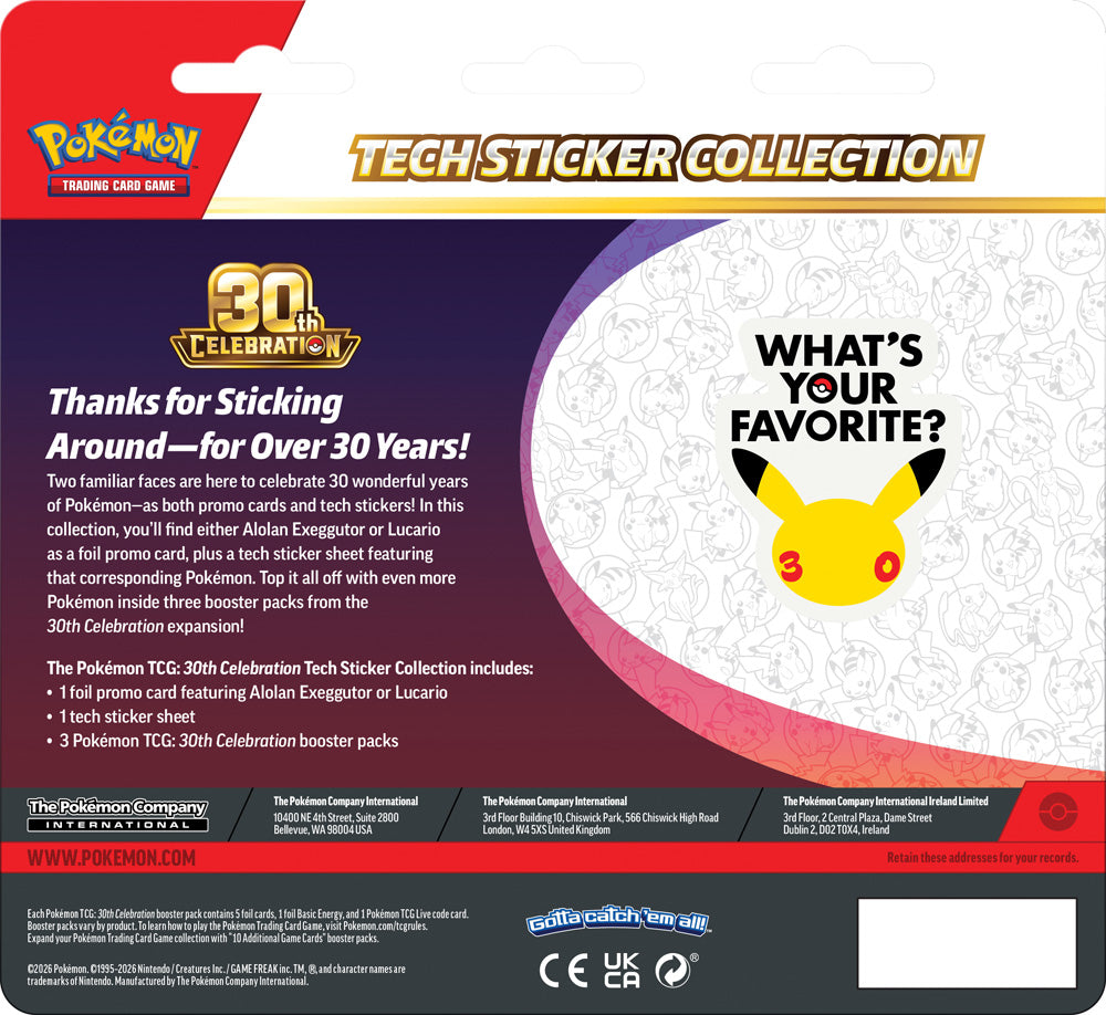 Pokémon TCG: 30th Celebration Tech Sticker Collection (Assorted)