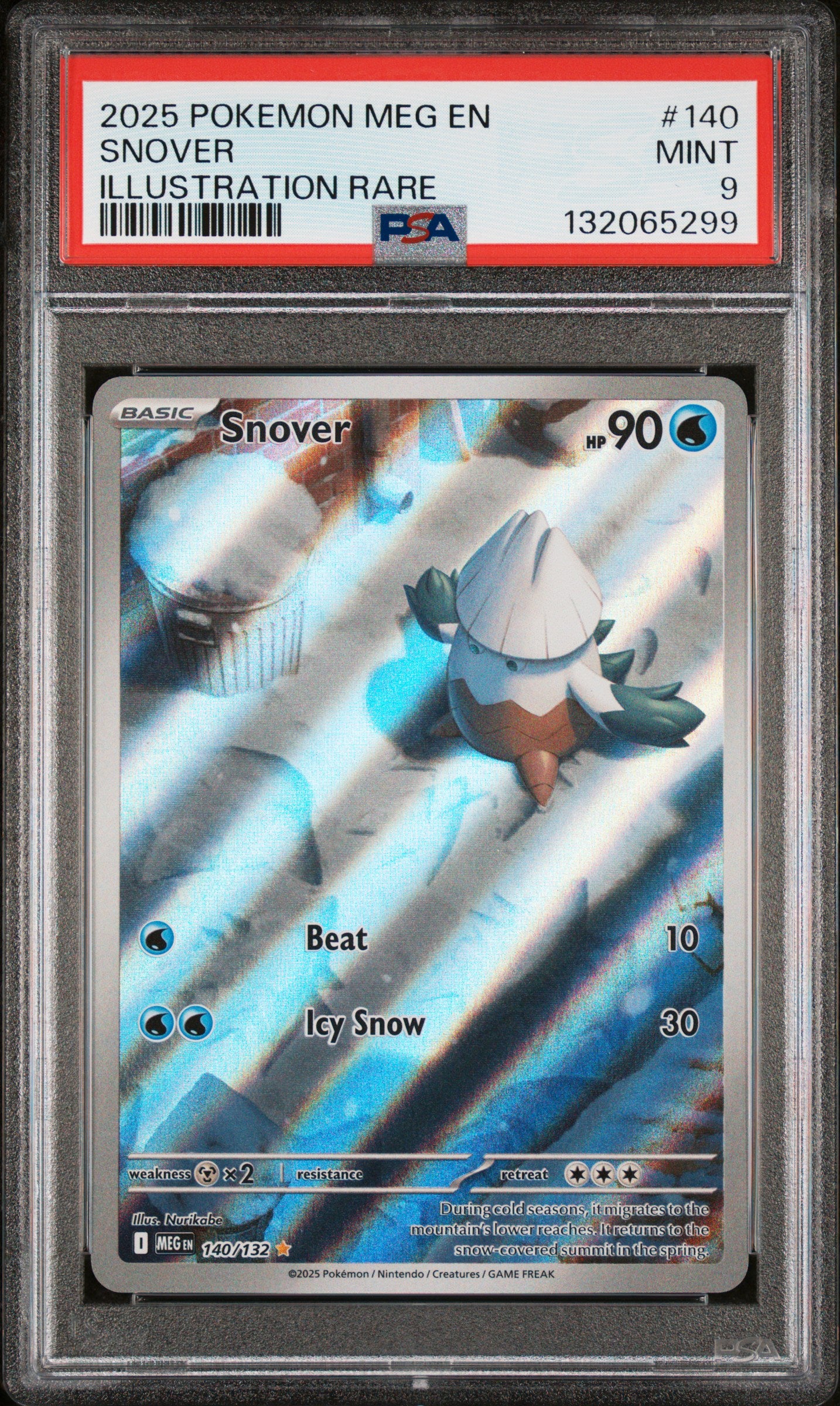 PSA MINT 9 - 2025 POKEMON MEG EN-MEGA EVOLUTION #140 SNOVER ILLUSTRATION RARE - PokéBox Australia