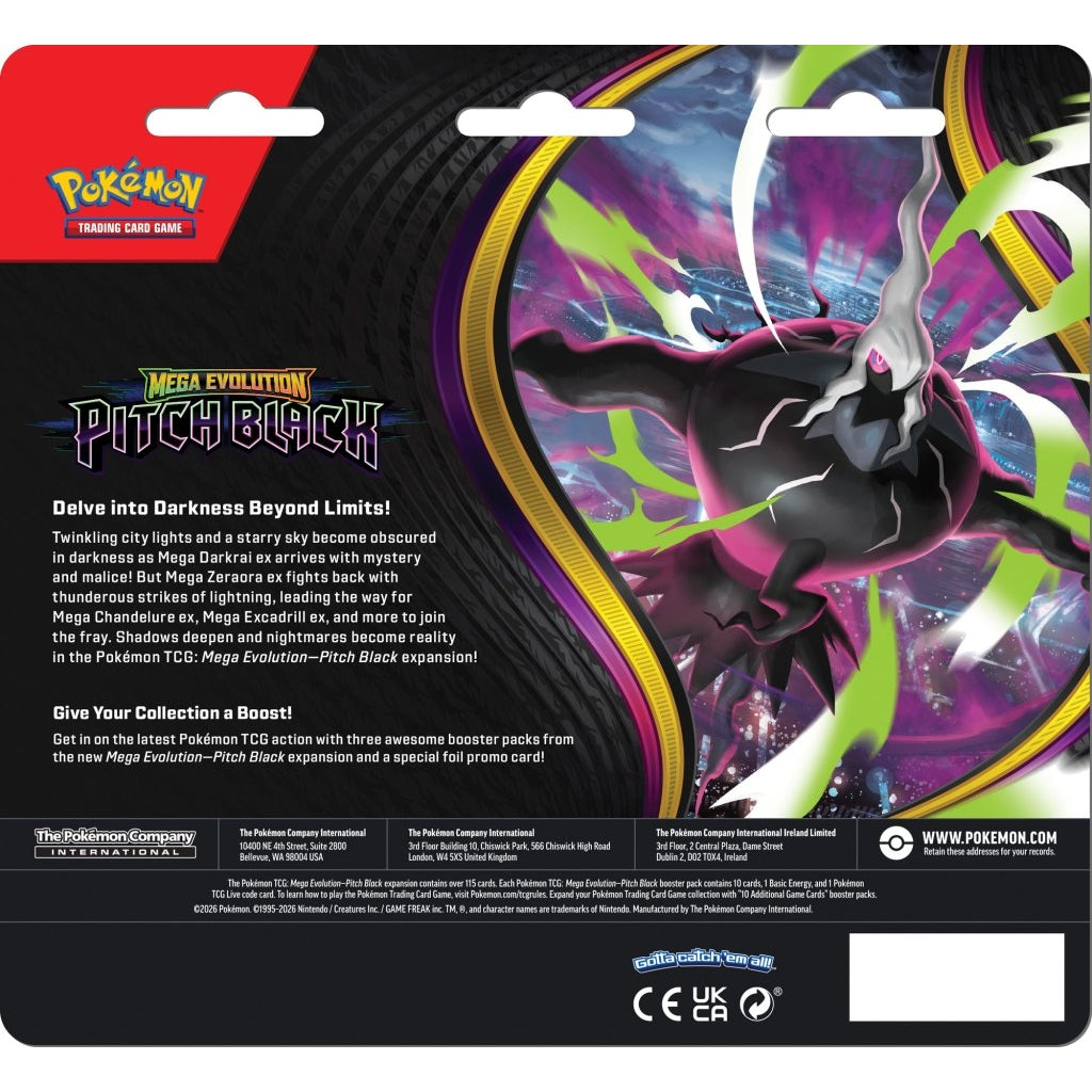 Pokemon TCG: Mega Evolution ME05 - Pitch Black 3-Booster Blister - PokéBox Australia