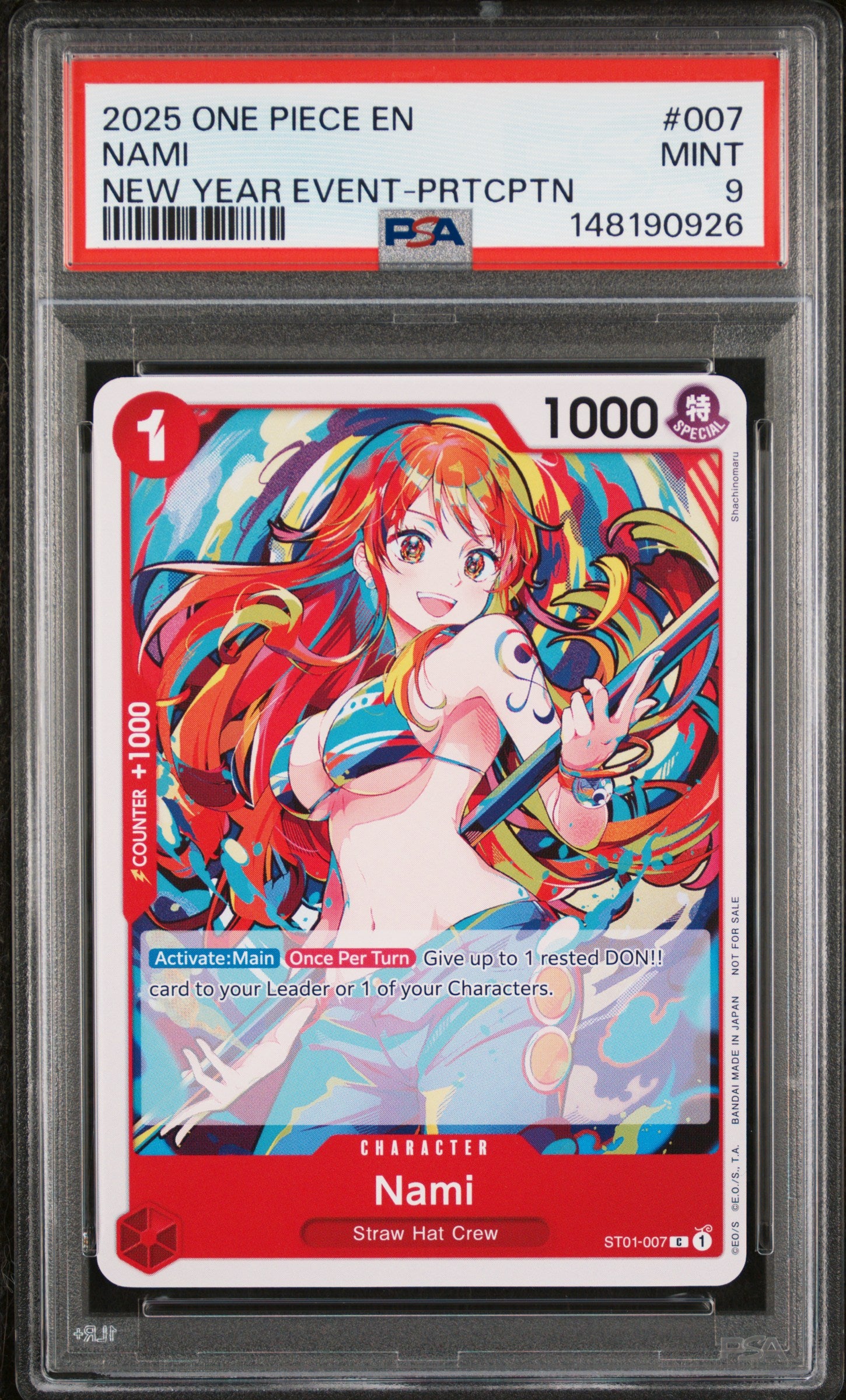 PSA MINT 9 - 2025 ONE PIECE PROMOS #007 NAMI NEW YEAR EVENT-PRTCPTN - PokéBox Australia