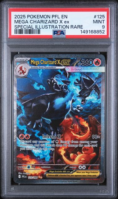 PSA MINT 9 - 2025 POKEMON PFL EN-PHANTASMAL FLAMES #125 MEGA CHARIZARD X ex SPECIAL ILLUSTRATION RARE