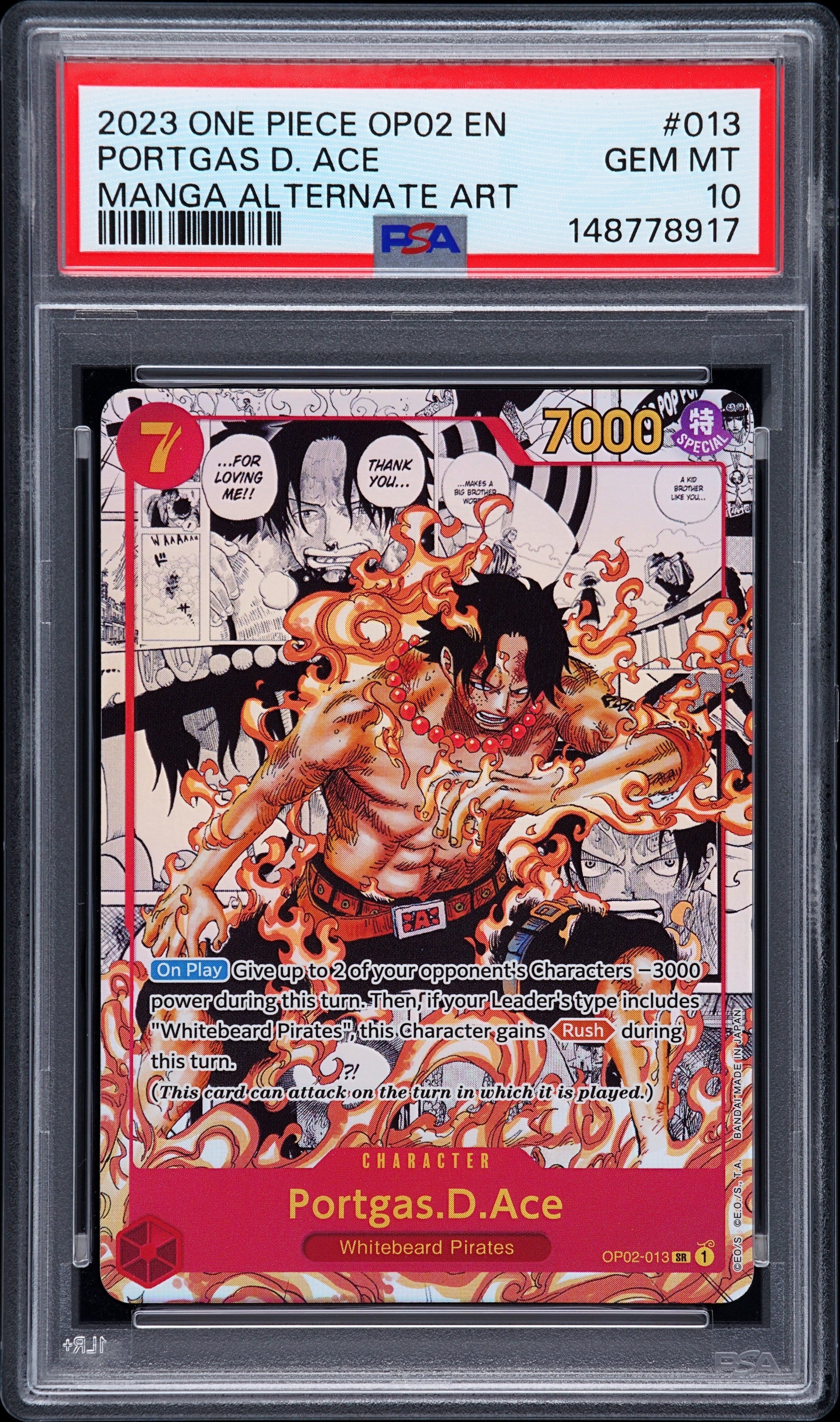 PSA GEM MT 10 - PORTGAS D. ACE MANGA ALTERNATE ART 2023 ONE PIECE OP02-PARAMOUNT WAR - PokéBox Australia