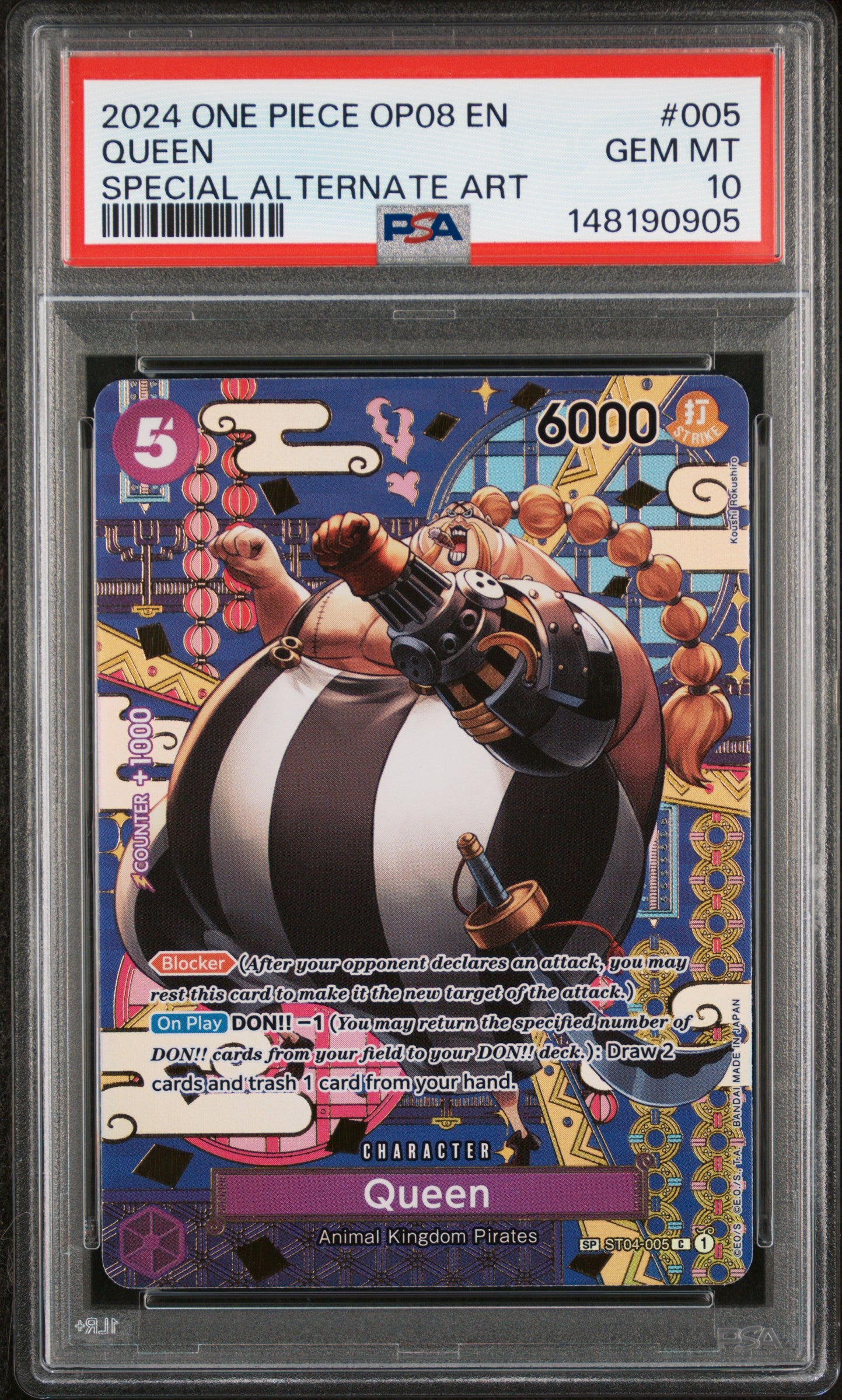 PSA GEM MT 10 - 2024 ONE PIECE OP08-TWO LEGENDS #005 QUEEN SPECIAL ALTERNATE ART - PokéBox Australia