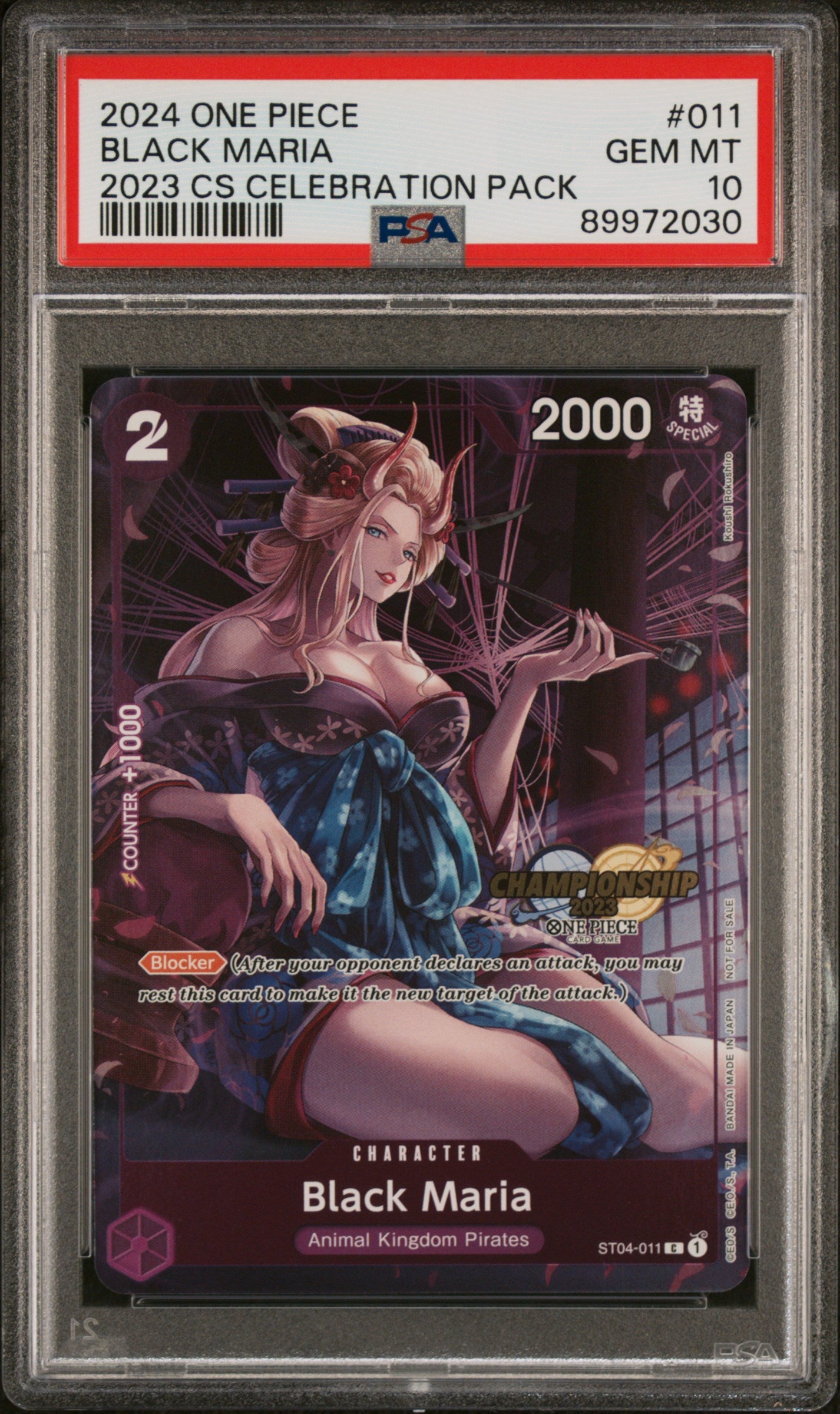 PSA GEM MT 10 - BLACK MARIA 2024 ONE PIECE CHAMPIONSHIP 2023 CELEBRATION PACK - PokéBox Australia