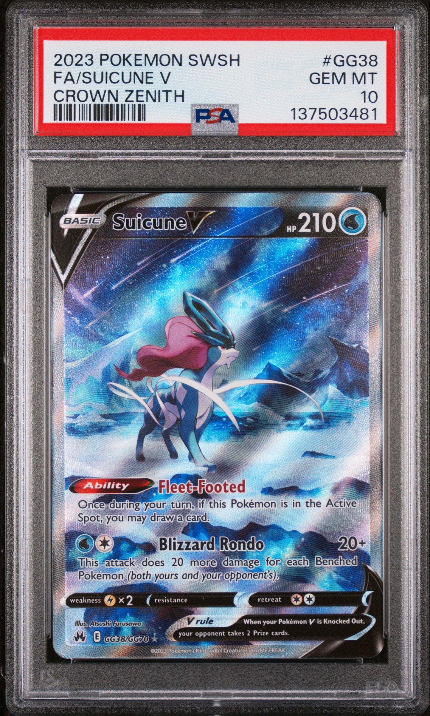 PSA GEM MT 10 - FA/SUICUNE V CROWN ZENITH 2023 POKEMON SWORD AND SHIELD CROWN ZENITH - PokéBox Australia